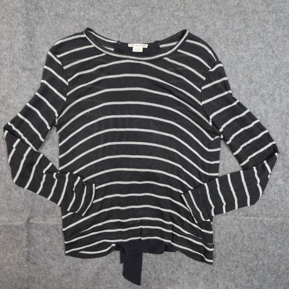 Anthropologie Top Womens Small Knit Long Sleeve Striped Ruffle Clu Willoughby‎